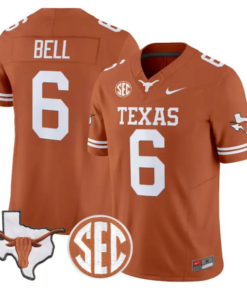 Dia Bell Jersey #6 Texas Longhorns 2026 SEC Patch Stitched by My Store NCAA Football Jerseys