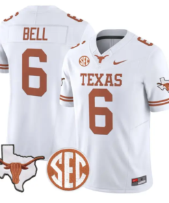 Dia Bell Jersey #6 Texas Longhorns 2026 SEC Patch Stitched by My Store NCAA Football Jerseys