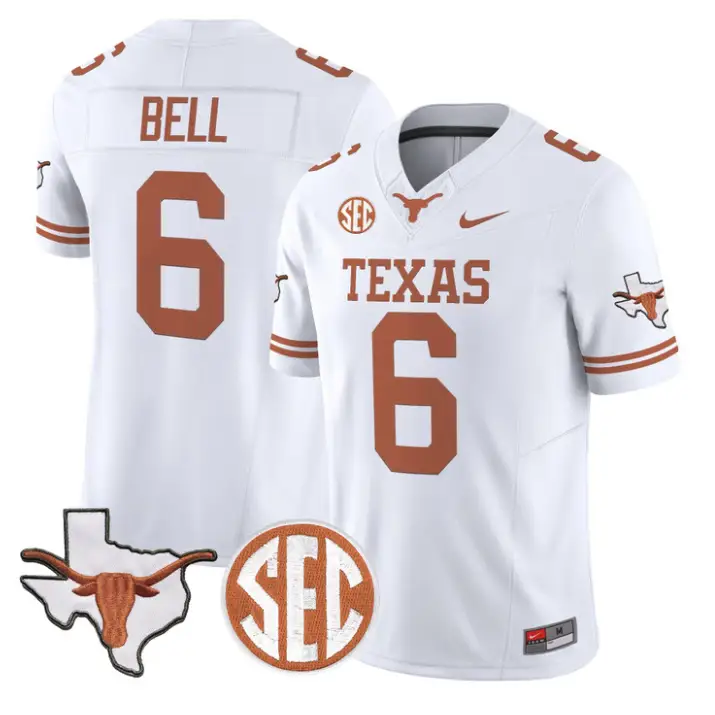 Dia Bell Jersey #6 Texas Longhorns 2026 SEC Patch Stitched by My Store NCAA Football Jerseys