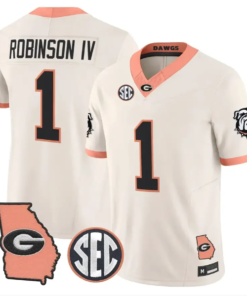Ellis Robinson IV Jersey #1 Georgia Bulldogs 2026 The Big Peach Stitched by My Store NCAA Football Jerseys