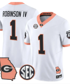 Ellis Robinson IV Jersey #1 Georgia Bulldogs 2026 The Big Peach Stitched by My Store NCAA Football Jerseys