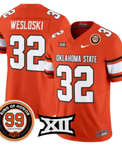 Ethan Wesloski Jersey #32 Oklahoma State 2026 Leslie O'neal Stitched by My Store NCAA Football Jerseys