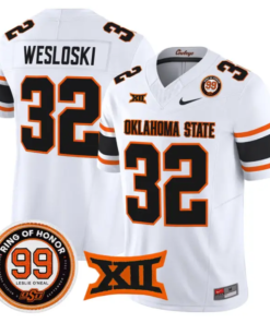 Ethan Wesloski Jersey #32 Oklahoma State 2026 Leslie O'neal Stitched by My Store NCAA Football Jerseys