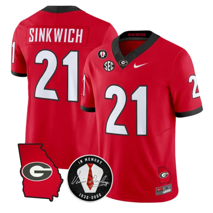Frank Sinkwich Jersey #21 Georgia Bulldogs 2026 Vince Dooley Stitched by My Store NCAA Football Jerseys