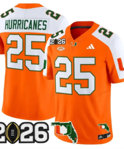 Hurricanes Jersey #25 Miami Hurricanes 2026 CFP Final Patch Stitched by My Store NCAA Football Jerseys