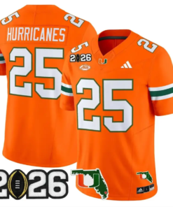 Hurricanes Jersey #25 Miami Hurricanes 2026 CFP Final Patch Stitched by My Store NCAA Football Jerseys