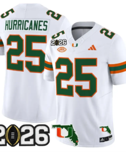 Hurricanes Jersey #25 Miami Hurricanes 2026 CFP Final Patch Stitched by My Store NCAA Football Jerseys