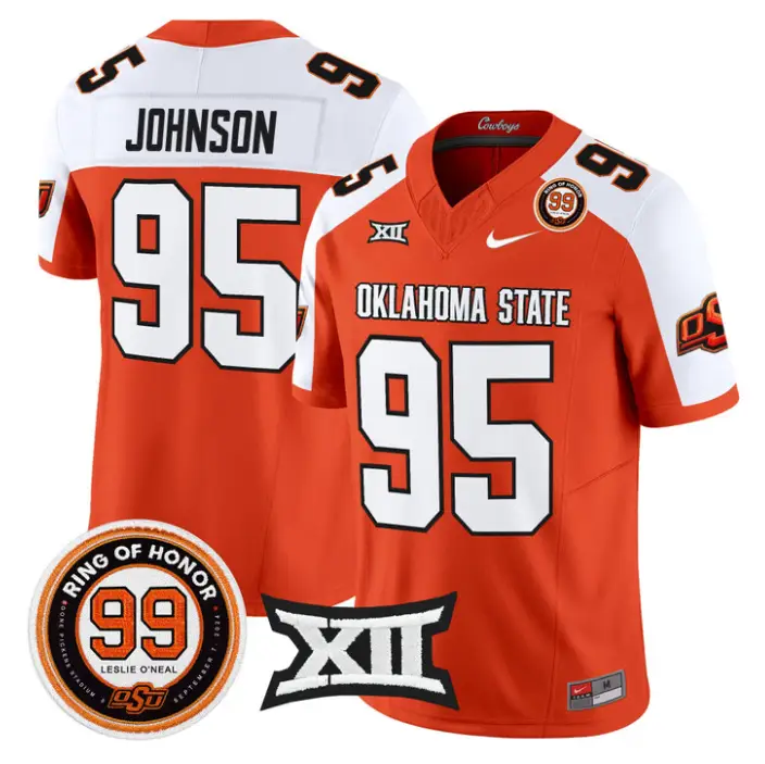 Jaleel Johnson Jersey #95 Oklahoma State 2026 Leslie O'neal Stitched by My Store NCAA Football Jerseys