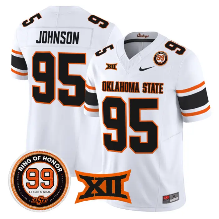 Jaleel Johnson Jersey #95 Oklahoma State 2026 Leslie O'neal Stitched by My Store NCAA Football Jerseys