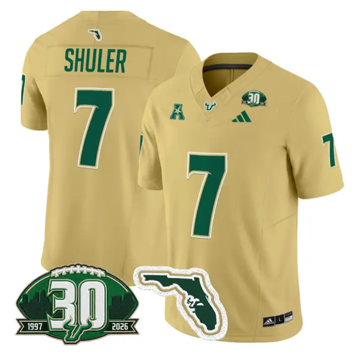 Jhalyn Shuler Jersey #7 South Florida Bulls 30th Patch Limited Stitched by My Store NCAA Football Jerseys