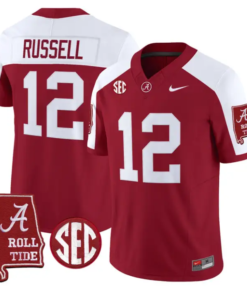 Keelon Russell Jersey #12 Alabama Crimson 2026 SEC Patch Stitched by My Store NCAA Football Jerseys