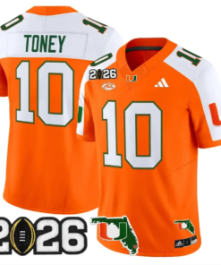 Malachi Toney Jersey #10 Miami Hurricanes 2026 CFP Final Patch Stitched by My Store NCAA Football Jerseys