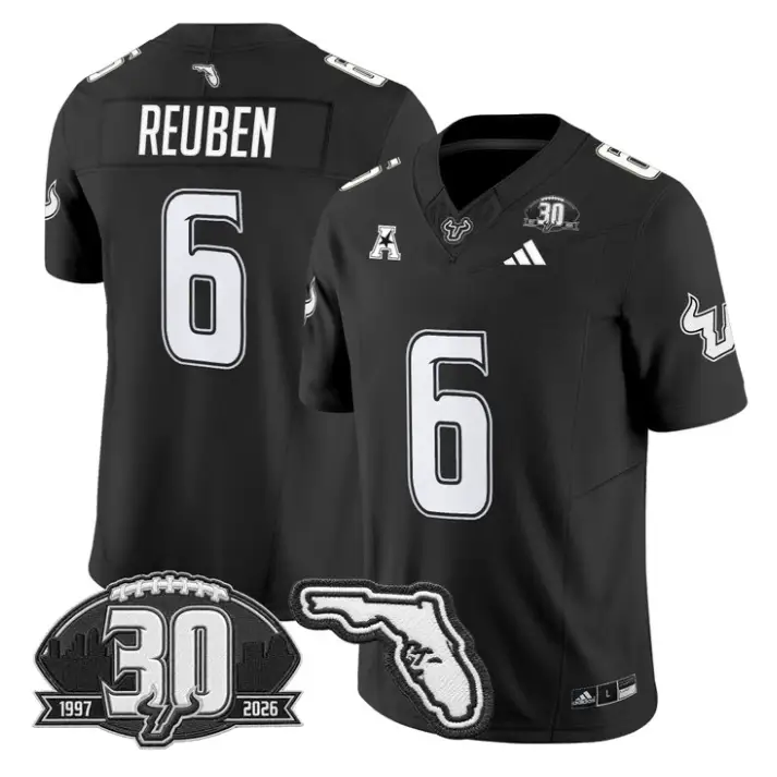 Mudia Reuben Jersey #6 South Florida Bulls 30th Patch Limited Stitched by My Store NCAA Football Jerseys