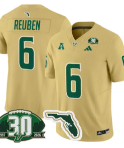 Mudia Reuben Jersey #6 South Florida Bulls 30th Patch Limited Stitched by My Store NCAA Football Jerseys