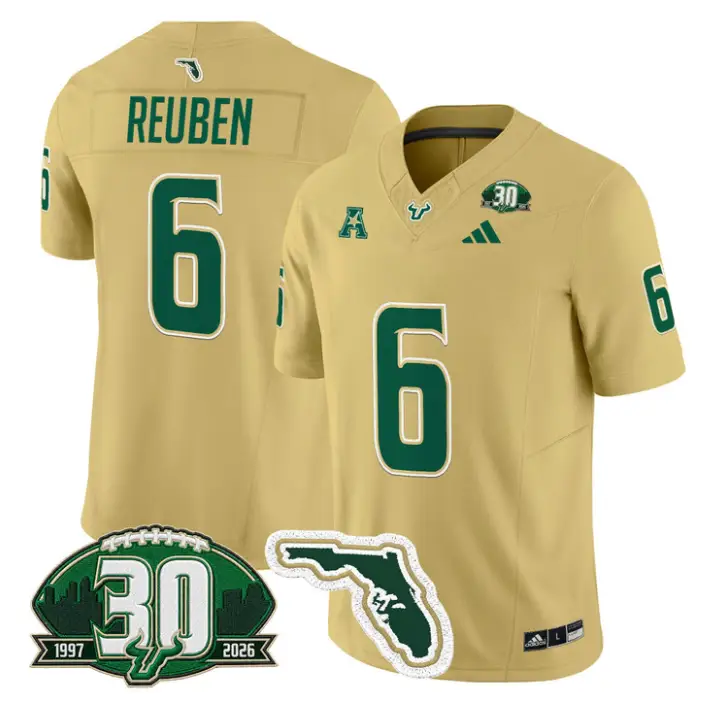 Mudia Reuben Jersey #6 South Florida Bulls 30th Patch Limited Stitched by My Store NCAA Football Jerseys