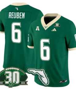 Mudia Reuben Jersey #6 South Florida Bulls 30th Patch Limited Stitched by My Store NCAA Football Jerseys