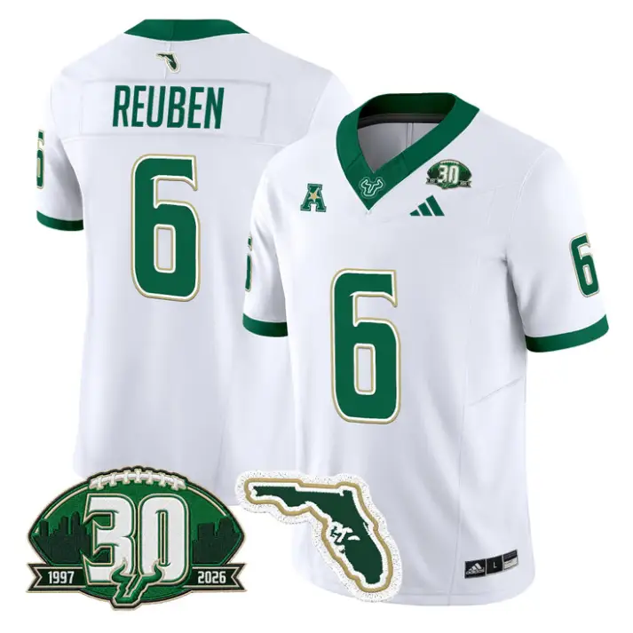 Mudia Reuben Jersey #6 South Florida Bulls 30th Patch Limited Stitched by My Store NCAA Football Jerseys