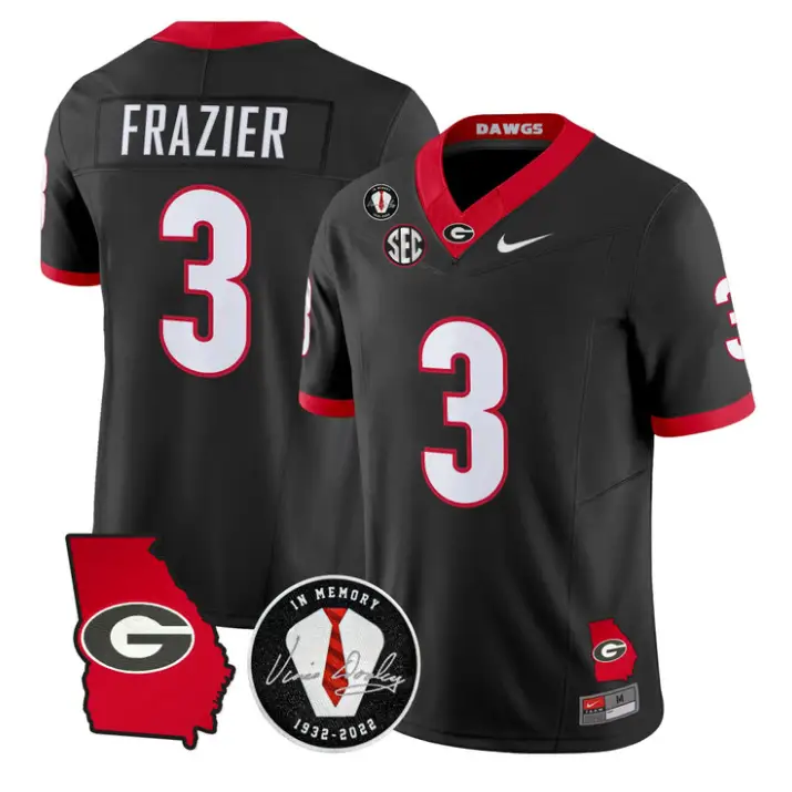 Nate Frazier Jersey #3 Georgia Bulldogs 2026 Vince Dooley Stitched by My Store NCAA Football Jerseys