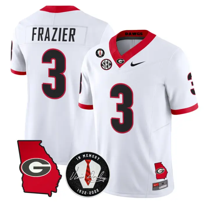 Nate Frazier Jersey #3 Georgia Bulldogs 2026 Vince Dooley Stitched by My Store NCAA Football Jerseys