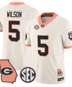 Raylen Wilson Jersey #5 Georgia Bulldogs 2026 The Big Peach Stitched by My Store NCAA Football Jerseys