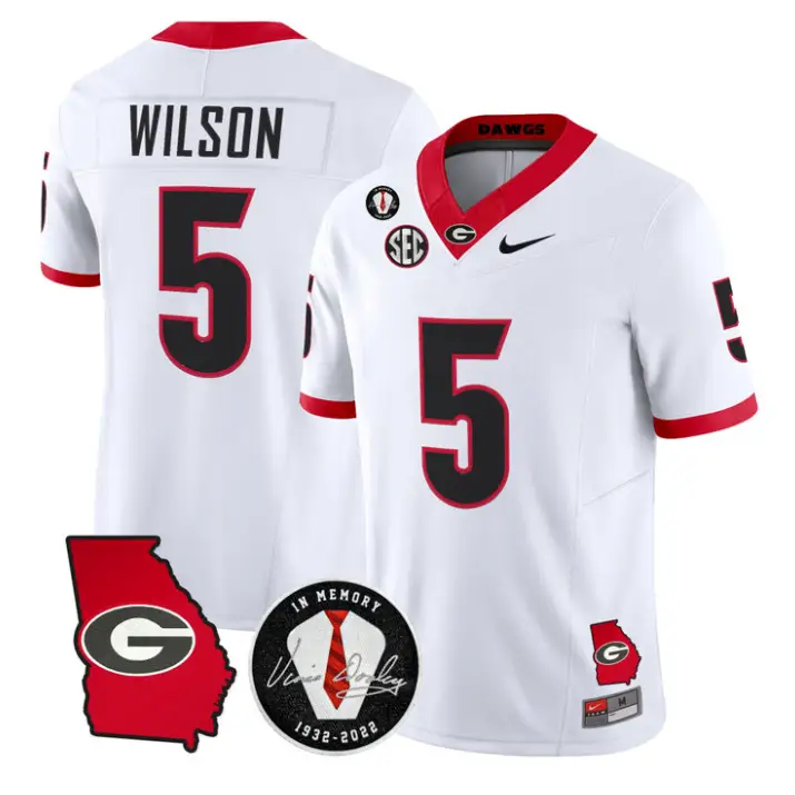 Raylen Wilson Jersey #5 Georgia Bulldogs 2026 Vince Dooley Stitched by My Store NCAA Football Jerseys
