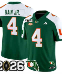 Rueben Bain Jr Jersey #4 Miami Hurricanes 2026 CFP Final Stitched by My Store NCAA Football Jerseys