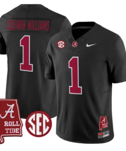 Ryan Coleman-Williams Jersey #1 Alabama Crimson 2026 SEC Patch Stitched by My Store NCAA Football Jerseys