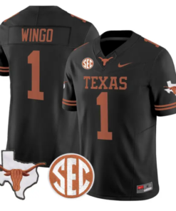 Ryan Wingo Jersey #1 Texas Longhorns 2026 SEC Patch Stitched by My Store NCAA Football Jerseys
