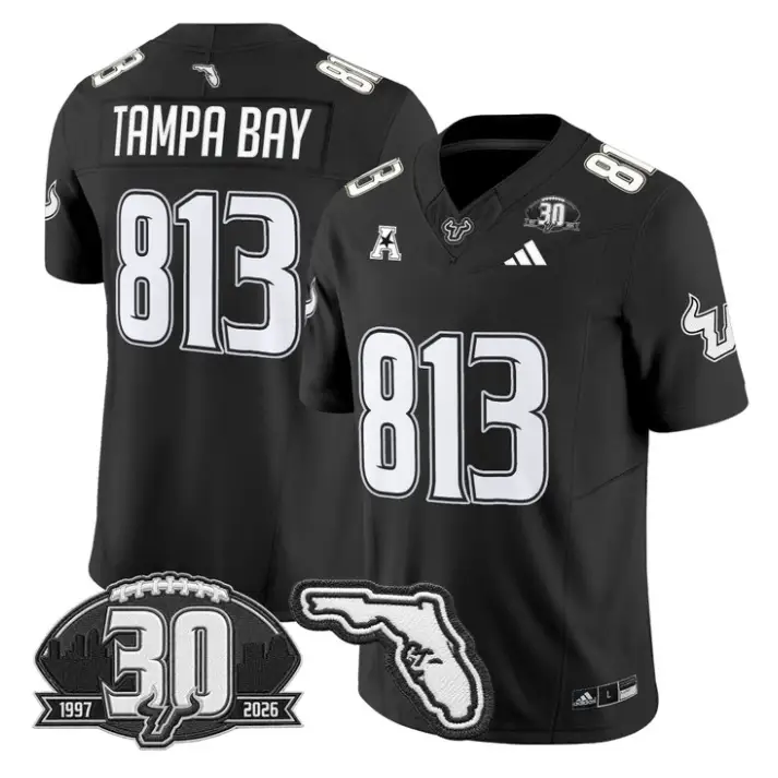 Tampa Bay Jersey #813 South Florida Bulls 30th Patch Limited Stitched by My Store NCAA Football Jerseys