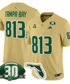 Tampa Bay Jersey #813 South Florida Bulls 30th Patch Limited Stitched by My Store NCAA Football Jerseys