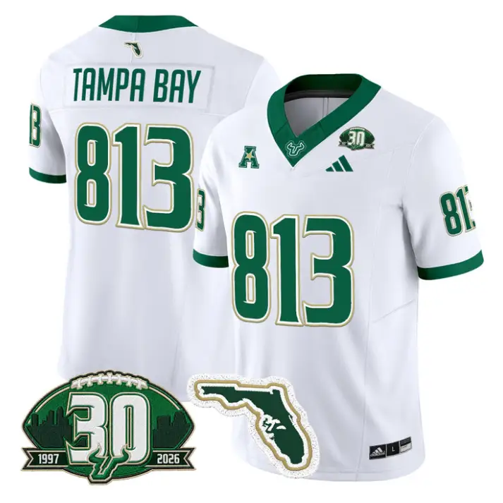 Tampa Bay Jersey #813 South Florida Bulls 30th Patch Limited Stitched by My Store NCAA Football Jerseys