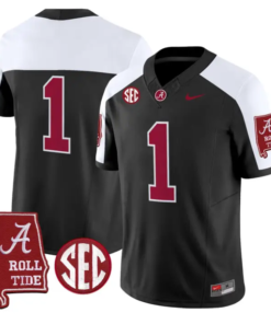 Team Jersey #1 Alabama Crimson 2026 SEC Patch Stitched by My Store NCAA Football Jerseys
