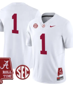 Team Jersey #1 Alabama Crimson 2026 SEC Patch Stitched by My Store NCAA Football Jerseys