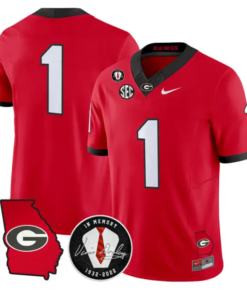 Team Jersey #1 Georgia Bulldogs 2026 Vince Dooley Patch Stitched by My Store NCAA Football Jerseys