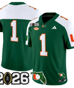 Team Jersey #1 Miami Hurricanes 2026 CFP Final Patch Stitched by My Store NCAA Football Jerseys