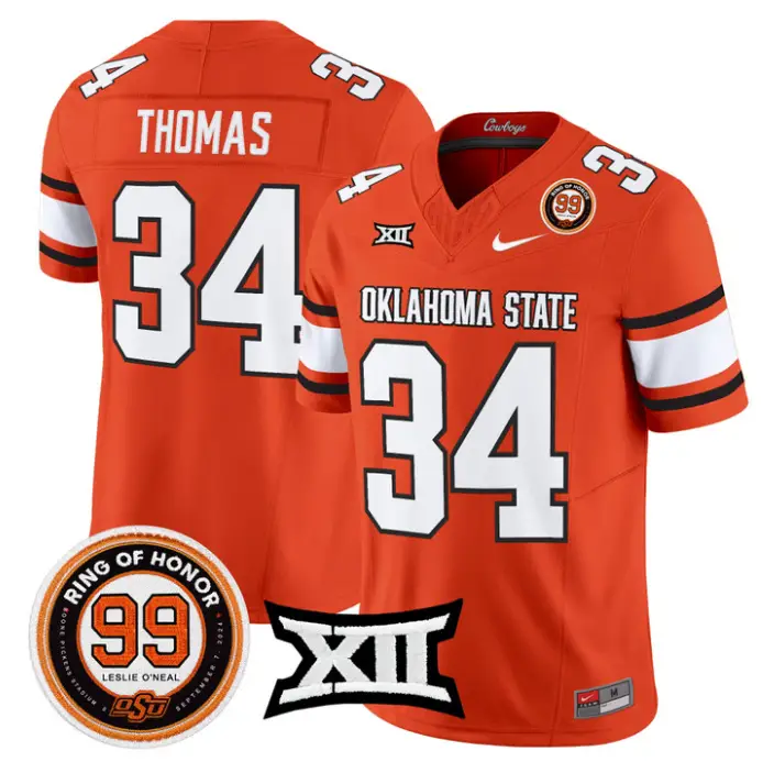 Thurman Thomas Jersey #34 Oklahoma State 2026 Leslie O'neal Stitched by My Store NCAA Football Jerseys