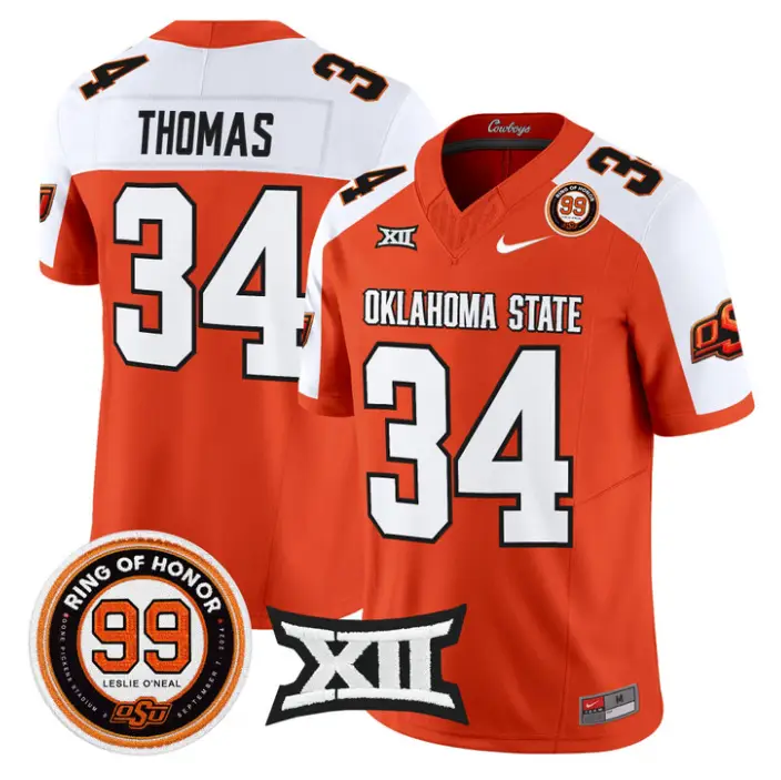 Thurman Thomas Jersey #34 Oklahoma State 2026 Leslie O'neal Stitched by My Store NCAA Football Jerseys