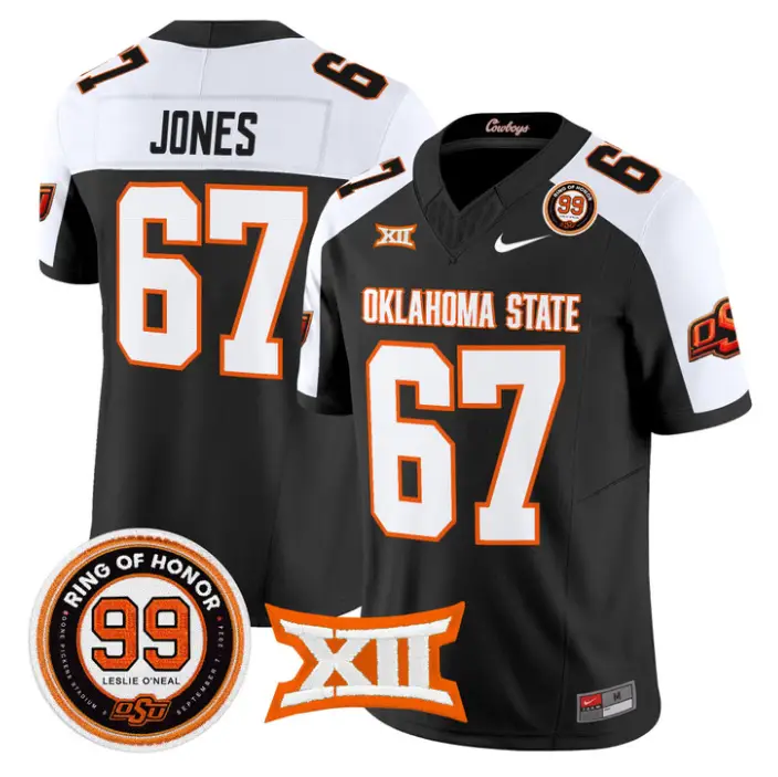Trevin Jones Jersey #67 Oklahoma State 2026 Leslie O'neal Stitched by My Store NCAA Football Jerseys