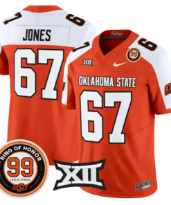 Trevin Jones Jersey #67 Oklahoma State 2026 Leslie O'neal Stitched by My Store NCAA Football Jerseys
