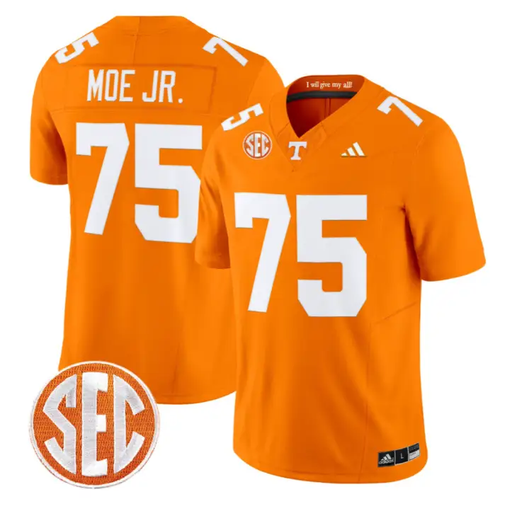 Wendell Moe Jr Jersey #75 Tennessee Vols 2026 Vapor Limited Stitched by My Store NCAA Football Jerseys
