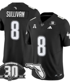 Wyatt Sullivan Jersey #8 South Florida Bulls 30th Patch Limited Stitched by My Store NCAA Football Jerseys