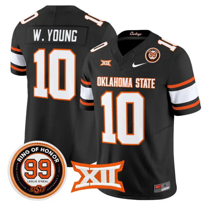 Wyatt Young Jersey #10 Oklahoma State 2026 Leslie O'neal Stitched by My Store NCAA Football Jerseys