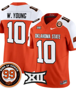 Wyatt Young Jersey #10 Oklahoma State 2026 Leslie O'neal Stitched by My Store NCAA Football Jerseys