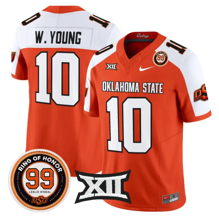 Wyatt Young Jersey #10 Oklahoma State 2026 Leslie O'neal Stitched by My Store NCAA Football Jerseys