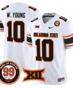 Wyatt Young Jersey #10 Oklahoma State 2026 Leslie O'neal Stitched by My Store NCAA Football Jerseys