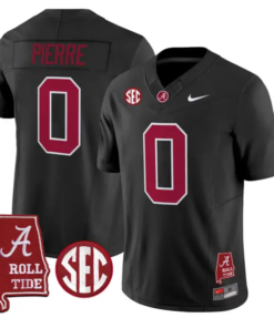 Yhonzae Pierre Jersey #0 Alabama Crimson 2026 SEC Patch Stitched by My Store NCAA Football Jerseys