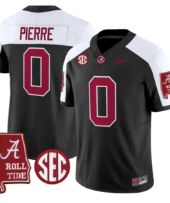 Yhonzae Pierre Jersey #0 Alabama Crimson 2026 SEC Patch Stitched by My Store NCAA Football Jerseys