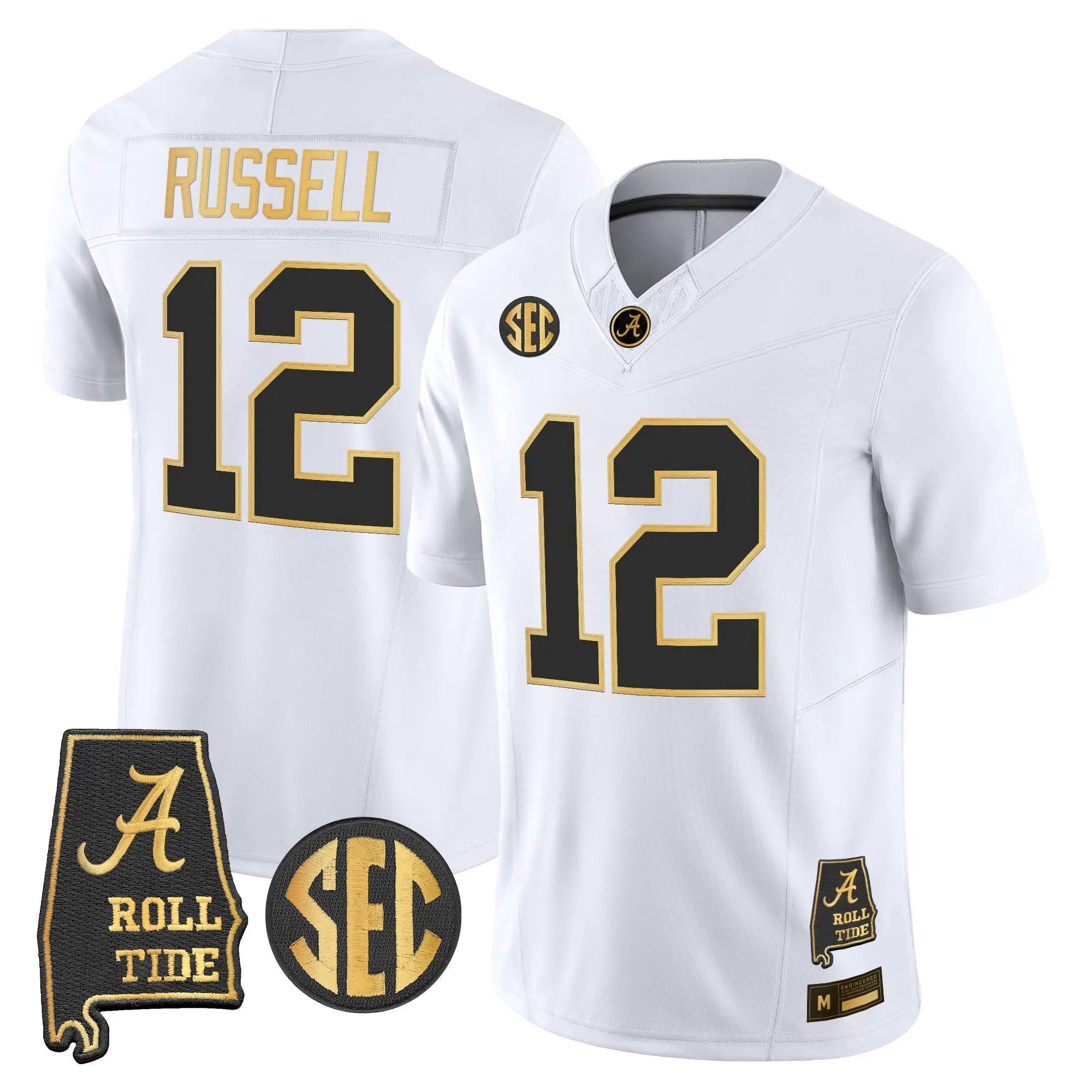 Alabama Crimson Tide 2026 Gold Vapor Limited Jersey - Alabama Map - Stitched 19 BAMA 2026 Gold Vapor Limited Jersey - Alabama Map - Stitched by Alabama Crimson Tide