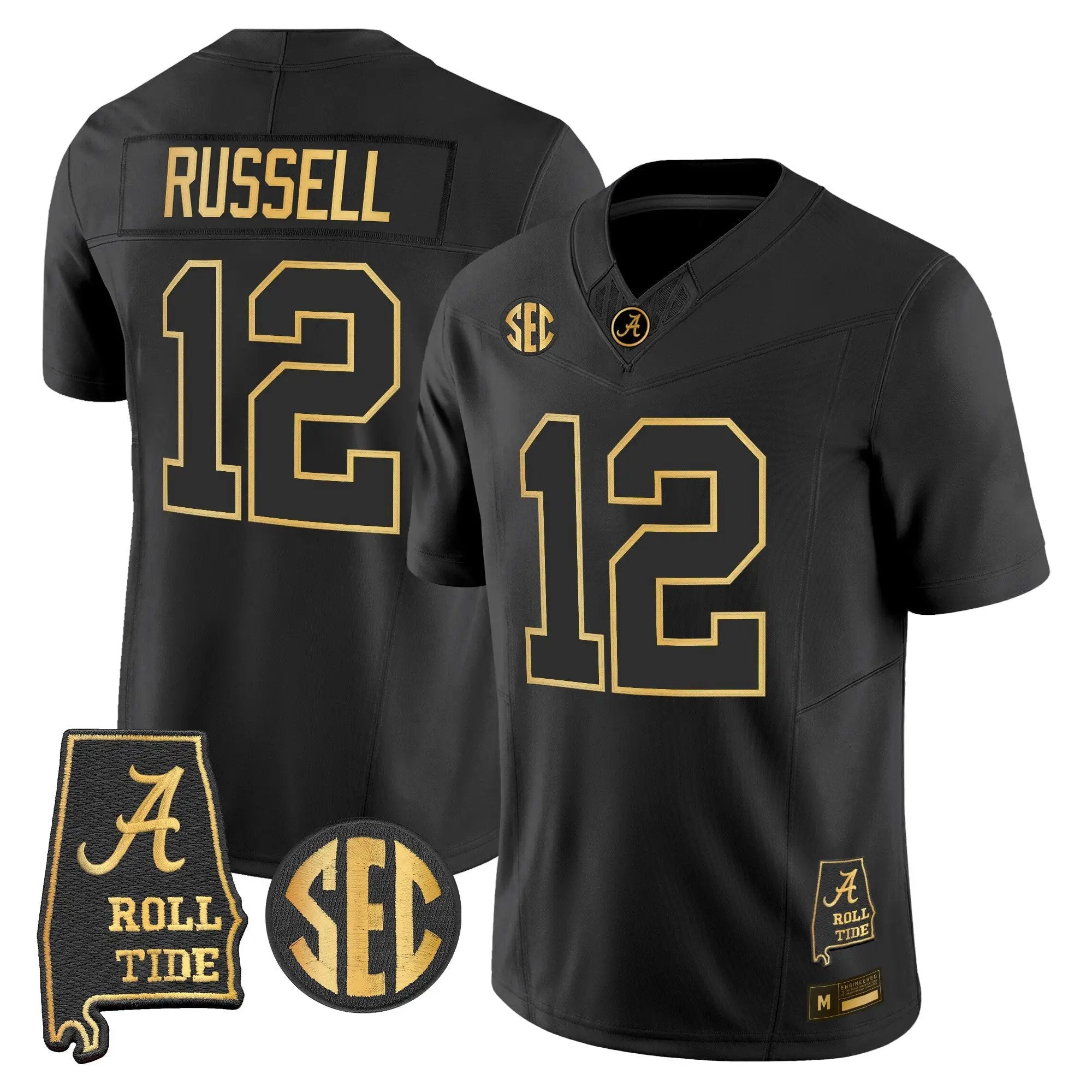Alabama Crimson Tide 2026 Gold Vapor Limited Jersey - Alabama Map - Stitched 7 BAMA 2026 Gold Vapor Limited Jersey - Alabama Map - Stitched by Alabama Crimson Tide