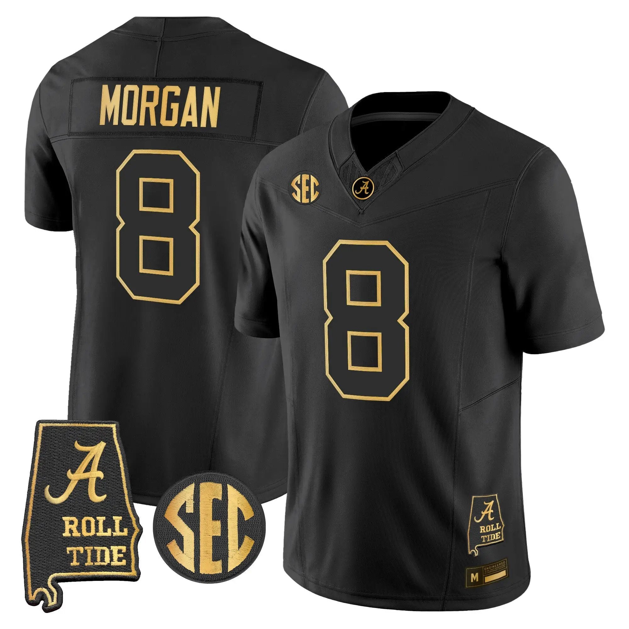 Alabama Crimson Tide 2026 Gold Vapor Limited Jersey - Alabama Map - Stitched 8 BAMA 2026 Gold Vapor Limited Jersey - Alabama Map - Stitched by Alabama Crimson Tide